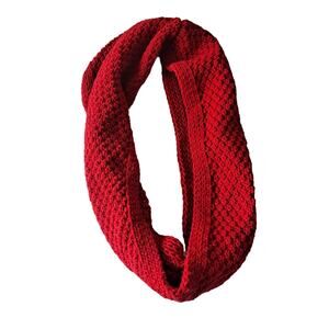 Red Chunky Knit Made in Italy Infinity Scarf 14" X 26"